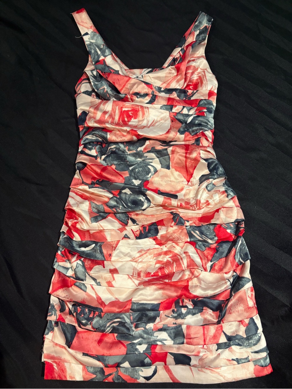 Express Floral Ruched Mini Dress - Pink, Navy & Cream
